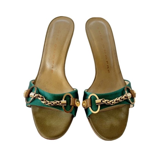 Vintage Luis Onofre Satin Chain Detail Mules 37 - Picture 3 of 4